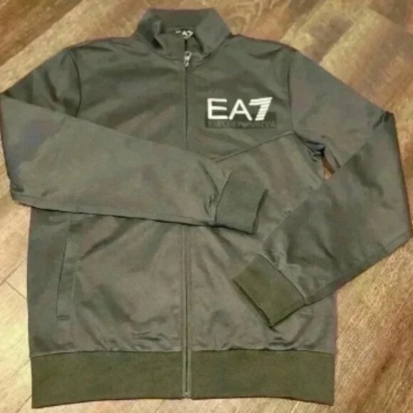 EA7 Large Silver Logo Tracksuit Top in night blue. Boasting a funnel neck as wel - Picture 1 of 5